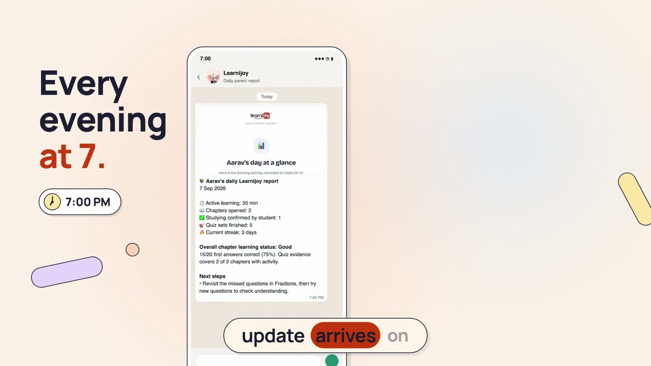 A preview of the daily Learnijoy update for parents